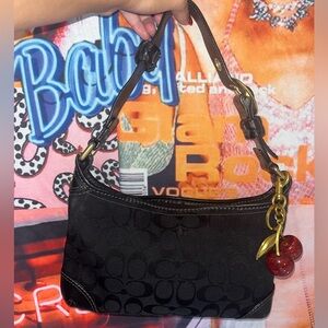Sold* Y2k Black Coach Signature Canvas and Leather Buckle Bag